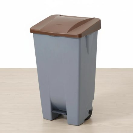 Pedálos szemetes 120 liter, barna tetővel