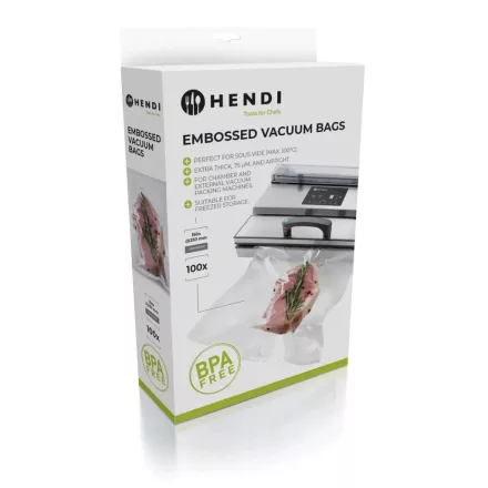 Légcsatornás Sous vide főzhető vákuumtasak, 150×250 mm, 75 mikron, 100 db/csomag