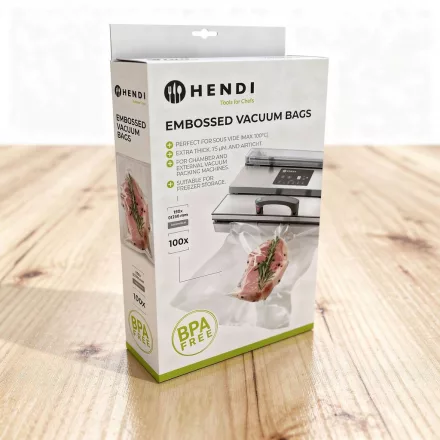 Légcsatornás Sous vide főzhető vákuumtasak, 150×250 mm, 75 mikron, 100 db/csomag