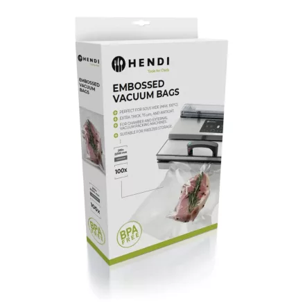 Légcsatornás Sous vide főzhető vákuumtasak, 200×300 mm, 75 mikron, 100 db/csomag