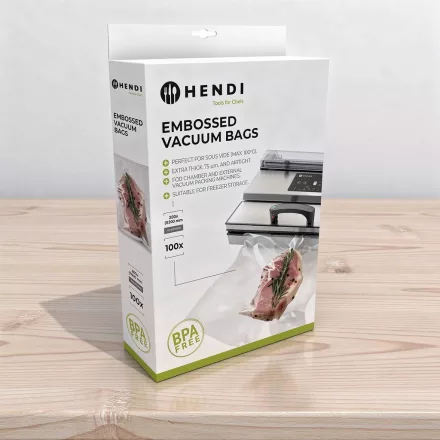 Légcsatornás Sous vide főzhető vákuumtasak, 200×300 mm, 75 mikron, 100 db/csomag