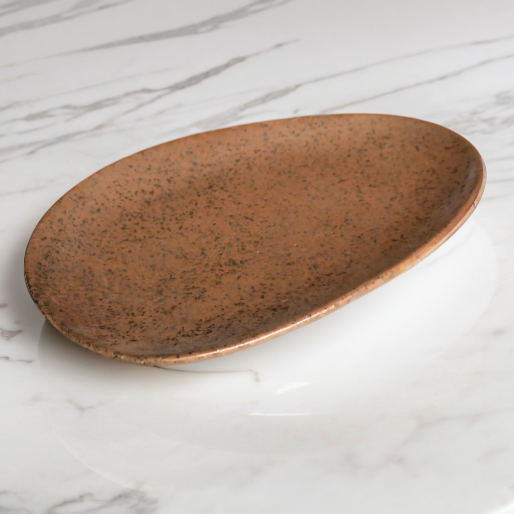 Tierra lapostányér, 27×18 cm, kemény, Holst porcelán