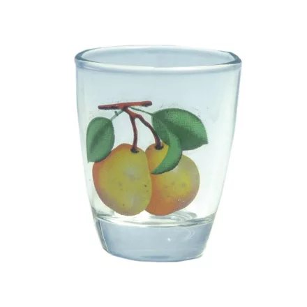 Pálinkáspohár, 30 ml, körte dekoráció, üveg