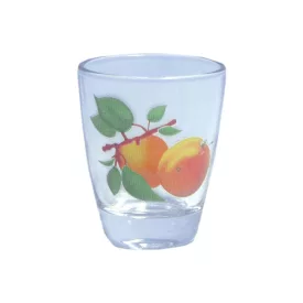 Pálinkáspohár, 30 ml, barack dekoráció, üveg