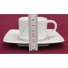 Victoria kávéscsésze+alj 80 ml, szögletes, porcelán