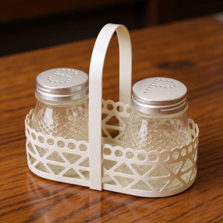 2 részes só-, borsszóró-készlet fémfüles tartóban