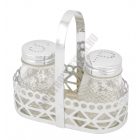 2 részes só-, borsszóró-készlet fémfüles tartóban