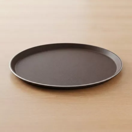 Csúszásmentes tálca, gumirozott, kerek, 40,5 cm, barna, polipropilén