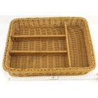 Evőeszköztartó 40×30×6,5 cm, 4 részes rattan, s.barna PP