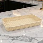 Pékáru kosár, szögletes 50×25×6 cm, bézs polipropilén