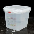 GN edény, 1/6 150 mm, 2,6 l, légmentesen záró fedővel, polipropilén