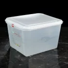 GN edény, 1/2 200 mm, 12,5 l, légmentesen záró fedővel, polipropilén