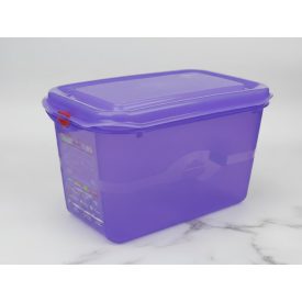   GN edény, 1/4 150 mm, 4,3 l, légmentesen záró fedővel, lila anti-allergén, polipropilén