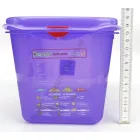 GN edény, 1/4 150 mm, 4,3 l, légmentesen záró fedővel, lila anti-allergén, polipropilén
