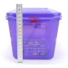 GN edény, 1/3 150 mm, 6 l, légmentesen záró fedővel, lila, anti-allergén, polipropilén