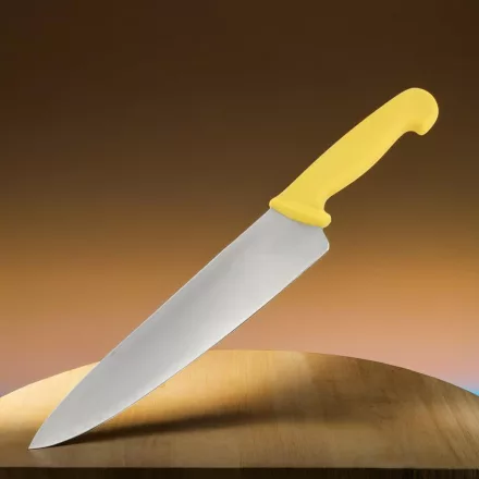 Szakácskés, 25 cm penge, sárga nyéllel