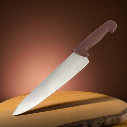 Szakácskés, 25 cm penge, barna nyéllel