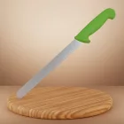 Kenyérvágó kés, 20 cm penge, zöld nyél