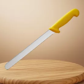 Kenyérvágó kés, 20 cm penge, sárga nyél