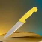 Konyhakés, szeletelőkés, 15 cm penge, sárga nyél 