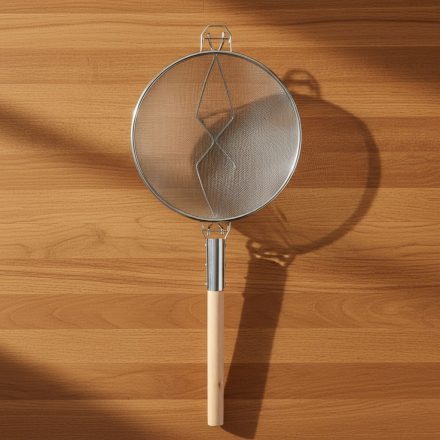 Erősített szűrő fanyéllel 30 cm dupla hálós