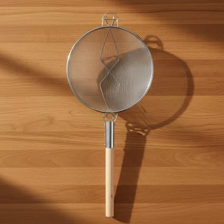 Erősített szűrő fanyéllel 35 cm dupla hálós