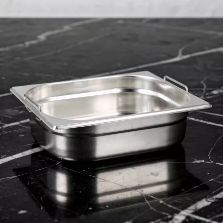 GN edény, 1/2 100 mm, 6,5 l, csúszófüllel, rozsdamentes