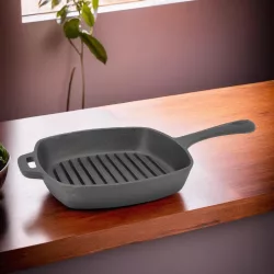 Grill serpenyő 26×26 cm bordázott öntöttvas