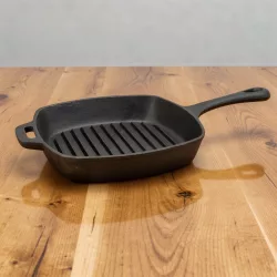 Grill serpenyő 26×26 cm bordázott öntöttvas