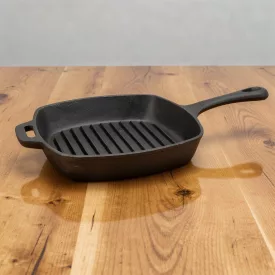 Grill serpenyő 26×26 cm bordázott öntöttvas