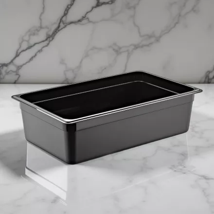 GN edény, 1/1 150 mm, 21 l, fekete, polikarbonát