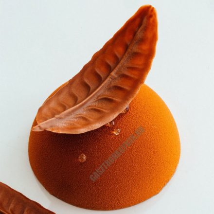 Csokoládédísz-készítő fésű, mintás levél, 8 cm, rozsdamentes