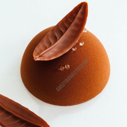 Csokoládédísz-készítő fésű, mintás levél, 6 cm, rozsdamentes