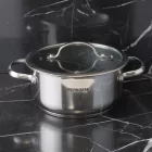 Alacsony lábas üvegfedővel, 2,9 literes, 20×10 cm, kerámia tapadásmentes, indukciós, Pensofal