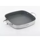 Grillserpenyő, 28×28×5 cm, bordázott, kerámia tapadásmentes bevonat, indukciós, Pensofal