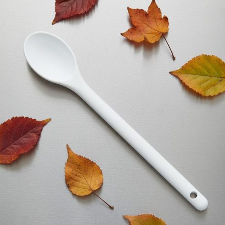 Főzőkanál, hőálló műanyag, 30,5 cm, fehér