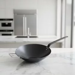 Wok, 30 cm, kékacél, Pujadas