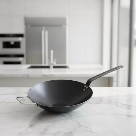 Wok, 30 cm, kékacél, Pujadas