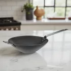 Wok, 30 cm, kékacél, Pujadas
