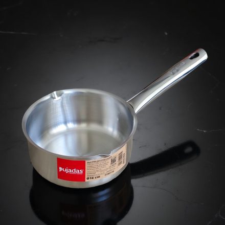 Nyeles lábas, 1,5 l, 16 cm átm., dupla kiöntőcsőr, 18/10 rozsdamentes, Pujadas