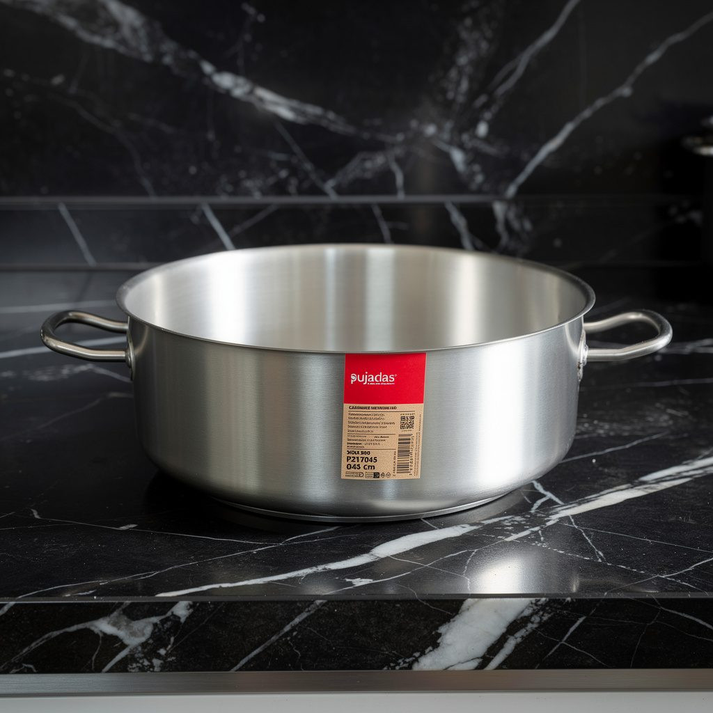 Alacsony lábas, 27 l, 45 cm átm., 18/10 rozsdamentes, Pujadas