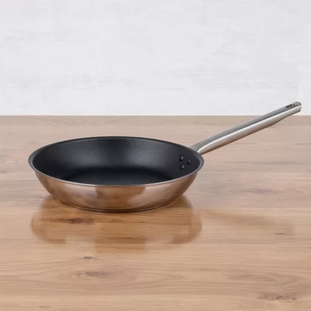 Rozsdamentes serpenyő, 26 cm, Excalibur extra kemény tapadásmentes, indukciós, Pujadas Inox-Pro Ergos