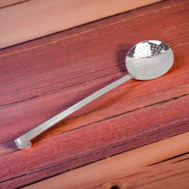   Szűrőkanál, kerek, átmérő: 16 cm, nyélhossz.: 44 cm, rozsdamentes, Pujadas