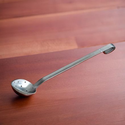Szervírozókanál, mély, perforált, rozsdamentes, teljes hossza 44 cm, Pujadas