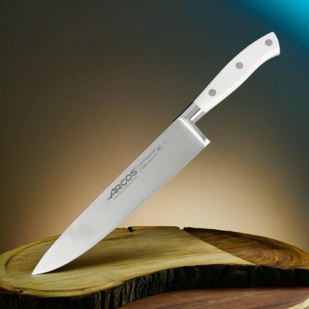 Arcos Riviera kovácsolt szakácskés, fehér szegecselt nyéllel, 20 cm-es penge