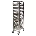 Tálcatartó, tálcaleszedő regálkocsi, mobil állvány, 18 db GN 1/1 (32,5×53 cm) tálcához, rozsdamentes