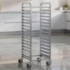 Tálcatartó regálkocsi, mobil állvány 18 db GN 2/1 (53×65 cm) tálcához, rozsdamentes