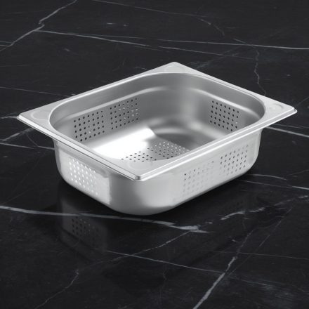 GN edény, 1/2 100 mm, perforált, rozsdamentes