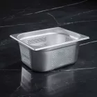GN edény, 1/2 200 mm, perforált, rozsdamentes