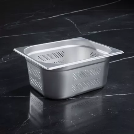 GN edény, 1/2 200 mm, perforált, rozsdamentes